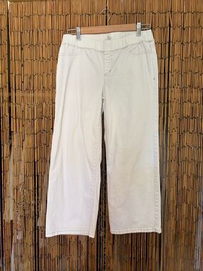 Eileen Fisher Cream Wide-Leg Elastic Waist Pants
